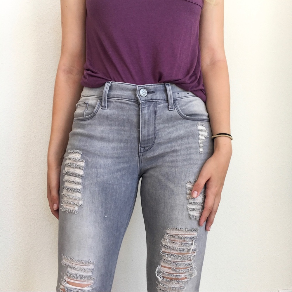 Express Gray Ripped Jeans